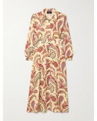 Etro - Gathered Paisley-Print Crepe Midi Shirt Dress - Lyst