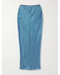 Dries Van Noten - Striped Devoré-Satin Midi Skirt - Lyst