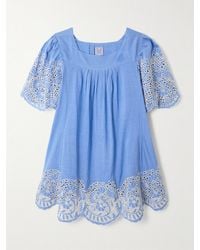 Thierry Colson - Scarlett Broderie Anglaise Linen And Cotton-Blend Mini Dress - Lyst