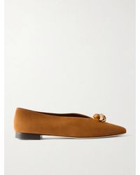 Jimmy Choo - Margot Embellished Suede Ballet Flats - Lyst