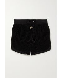 Balmain Flocked Cotton-blend Shorts - Black