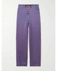 Dries Van Noten - Stroped Devoré-Velvet Straight-Leg Pants - Lyst
