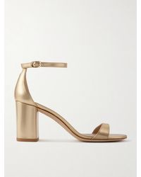 Stuart Weitzman - Nudist Block Metallic Leather Sandals - Lyst