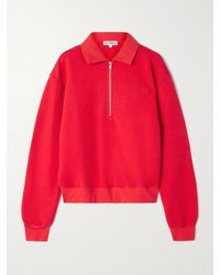 ÉTERNE - Embroidered French Cotton And Modal-Blend Terry Half-Zip Sweatshirt - Lyst