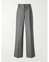 Dolce & Gabbana - Pleated Prince Of Wales Wool And Cashmere-Blend Flannel Wide-Leg Pants - Lyst