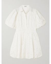 Jonathan Simkhai - Cleo Pleated Broderie Anglaise Cotton Mini Shirt Dress - Lyst