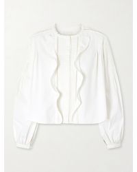 Isabel Marant - Cubraly Lace-Trimmed Ruffled Pintucked Cotton-Poplin Blouse - Lyst