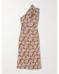 Versace Printed Stretch Crepe One-Shoulder Dress | Lyst