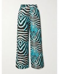 Siedres - Zebra-Printed Cotton And Linen-Blend Wide-Leg Pants - Lyst
