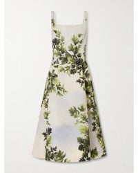 Oscar de la Renta - Printed Faille Midi Dress - Lyst