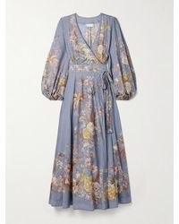 Zimmermann - Tallow Floral-Print Cotton-Voile Midi Wrap Dress - Lyst