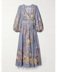 Zimmermann - Tallow Floral-Print Cotton-Voile Midi Wrap Dress - Lyst