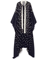 Haider Ackermann Kaftan Aus Chiffon Mit Polka-dots Und Besätzen Aus Seidensatin - Schwarz