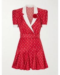 Rodarte - Belted Printed Silk-Twill Mini Dress - Lyst