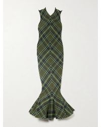 Conner Ives - Fluted Checked Cotton-Blend Gauze Midi Dress - Lyst
