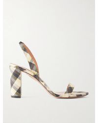 Aquazzura - So Nude 85 Checked Raffia Slingback Sandals - Lyst