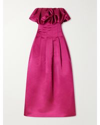 Ulla Johnson - Cosima Strapless Ruffled Pleated Duchess-Satin Midi Dress - Lyst