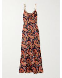 Rabanne - Chainmail-Embellished Paisley-Print Satin Maxi Dress - Lyst