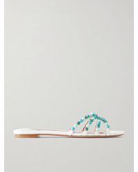 Aquazzura - Gemma Embellished Leather Sandals - Lyst