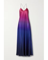 SemSem Swarovski Crystal-embellished Ombré Silk-satin Gown - Pink