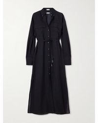 Brunello Cucinelli - Belted Bead-Embellished Wool Midi Shirt Dress - Lyst