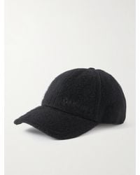 Saint Laurent - Baseballkappe Aus Gebürstetem Kaschmir Mit Stickerei - Lyst