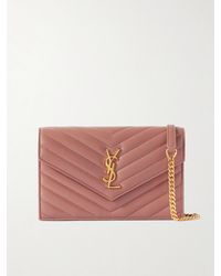 Saint Laurent - Cassandre Mini Matelassé Leather Chain Wallet - Lyst