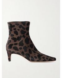STAUD - Wally Leopard-Print Calf Hair Ankle Boots - Lyst