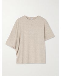 Loewe - Embroidered Draped Cotton And Wool-Blend Jersey T-Shirt - Lyst