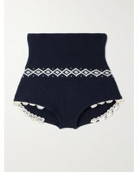 Magda Butrym - Crochet-Trimmed Ribbed Wool-Jacquard Shorts - Lyst