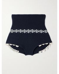 Magda Butrym - Crochet-Trimmed Ribbed Wool-Jacquard Shorts - Lyst