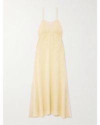 Chloé - Lace-Trimmed Floral-Jacquard Silk Midi Dress - Lyst