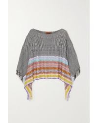 Missoni Fringed Crochet-knit Poncho - Black