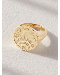 Sydney Evan - Small Luck Coin 14-Karat Diamond Signet Ring - Lyst