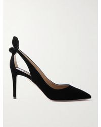 Aquazzura - Bow Tie 85 Velvet Pumps - Lyst