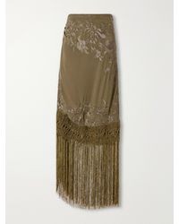 Ulla Johnson - Lark Fringed Embroidered Silk-Crepe De Chin Midi Skirt - Lyst
