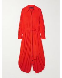 Proenza Schouler - Belted Jersey-Crepe Maxi Shirt Dress - Lyst