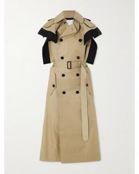 Sacai - Doppelreihiges Midikleid Aus Gabardine Aus Einer Baumwollmischung Mit Besätzen Aus Einer Seidenmischung - Lyst