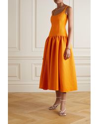 Emilia Wickstead Galen Cloqué Midi Dress - Orange