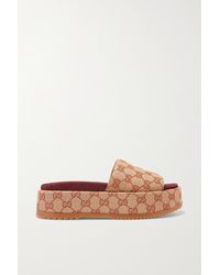Gucci GG Supreme Platform Sandals - Brown