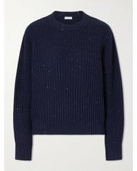 Brunello Cucinelli - Sequin-Trimmed Ribbed-Knit Sweater - Lyst