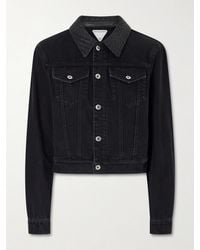 Bottega Veneta - Intrecciato Leather-Trimmed Denim Jacket - Lyst