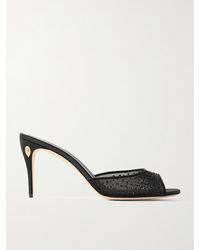 Jennifer Chamandi - Guido 85 Satin-Trimmed Crystal-Embellished Mesh Mules - Lyst