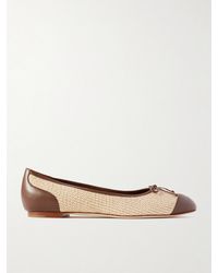 Manolo Blahnik - Capbal Ballerinas Aus Raffiabast Mit Lederbesätzen - Lyst