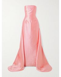 Solace London - Imani Strapless Pleated Satin-Twill Gown - Lyst