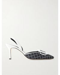 Manolo Blahnik - Mayslibi 70 Woven Leather Slingback Pumps - Lyst