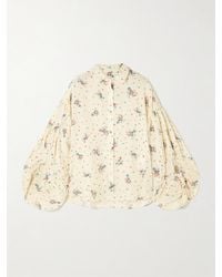 Agua Bendita - Agar Mosqueta Gathered Floral-Print Linen Shirt - Lyst