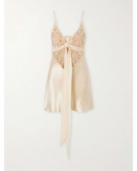 Wiederhoeft - Blumen Tie-Detailed Embroidered Silk Chiffon And Satin Mini Dress - Lyst