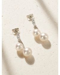 Mikimoto - 18-Karat, Diamond And Pearl Earrings - Lyst