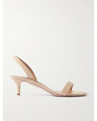 Aquazzura - So Nude 50 Slingback-Sandalen Aus Leder Mit Schlangeneffekt - Lyst